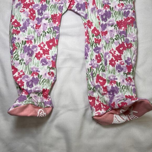 Burts Bees Sleep & Play Pajamas Baby Size 3-6 Months Flower Print Footed New NWT - Picture 3 of 9